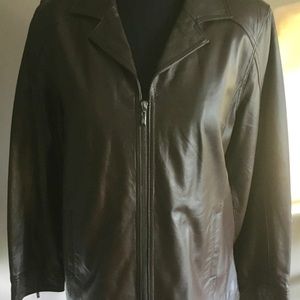Denim & Co Motorcycle Leather Jacket, size Large